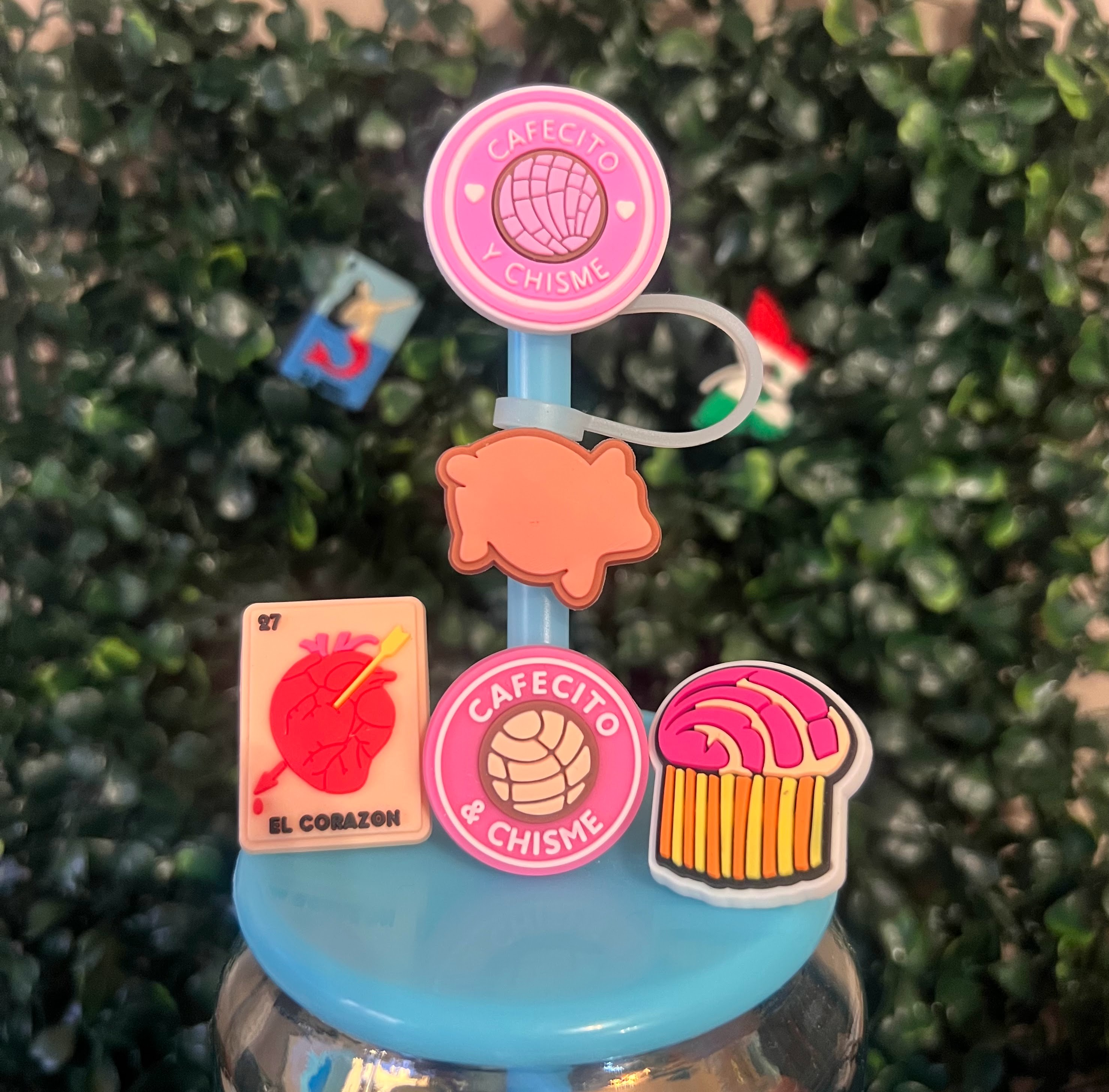 Straw toppers cafe set